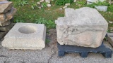 2 Pieces, Building Salvage, Concrete Decorative Cornerstone, Large Concrete Base