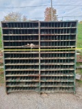 Industrial Pigeon Hole Cabinet, Metal, Old Green Paint 76in H, 72in W 24in D