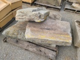 Pallet of 4 Large Pieces of Curb Stone Landscaping Rock, Longest 38in