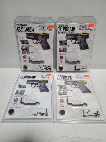 Lot of 4; The Original Clipdraw Concealed Carry Clips for Smith & Wesson M&P Shield, .45