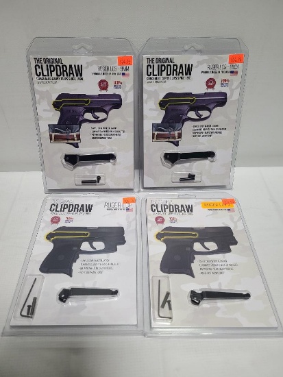 Lot of 4; The Original Clipdraw Concealed Carry Clips for Ruger LC9 9mm, LCP & LCP2