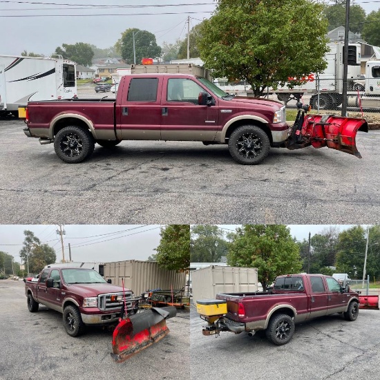 2005 Ford F250 Super Duty Pickup 4WD 8 Cyl P 6.0L Turbo Diesel, Boss V-Plow & Spreader, Upgrades ++