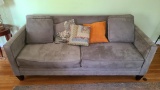 Suede Style Couch, Earthtone w/ Extra Cushions