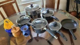 Pots and Pans w/ Glass Lids and Some Glassware
