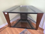 INIT 40in Glass Top TV Stand w/ Two Glass Shelves