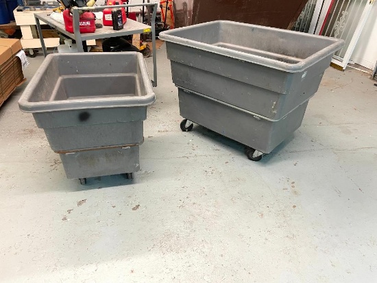 Two Rubbermaid Heavy Duty Tilt Trucks - 2 Sizes