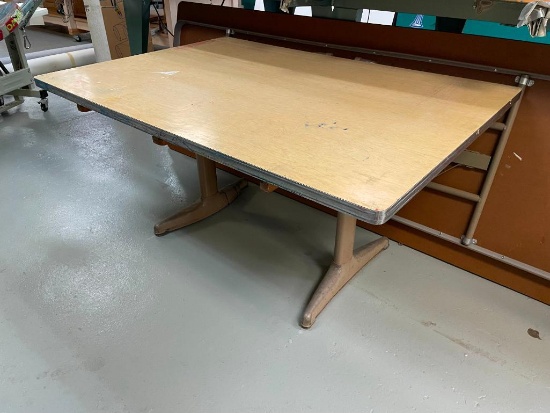 Two HD Work Tables w/ Steel Frame Lets, Laminate Tops, 60in x 42n x 29.5in