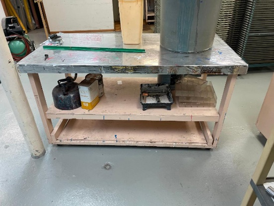 Shop Made Work Table 68in x 33in x 36in H w/ This Metal Top for Magnetic Hold Downs