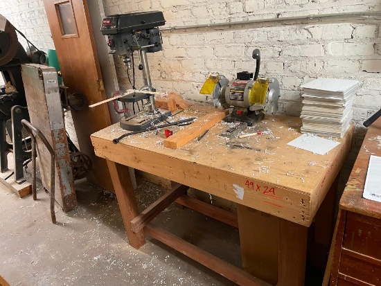 HD Shop Made Work Table w/ Craftsman Drill Press & Bench Grinder