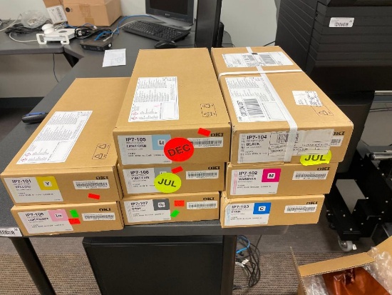 8 New Boxes of Toner, OKI Ink Cartridges; Lt/Dk Magenta, Yellow, Lt/Dk Cyan, Black, Lt/Dk Gray for