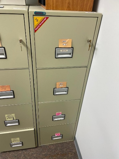 Phoenix Fireproof Four Drawer Vertical File Cabinet, 31in D, 54in H, 17in W w/ Key, MSRP: $2,000+