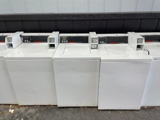 Three (3) Speed Queen 26in Top Load Commercial Washer w/ Coin-Op