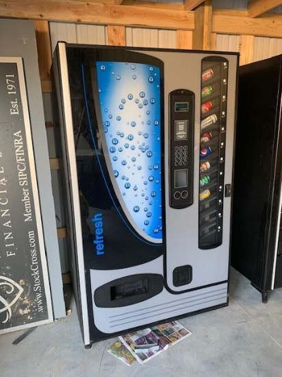 Dixie Narco 501E Can Soda / Drink Vending Machine w/ Dollar Changer - Modern Design, Clean w/ Keys