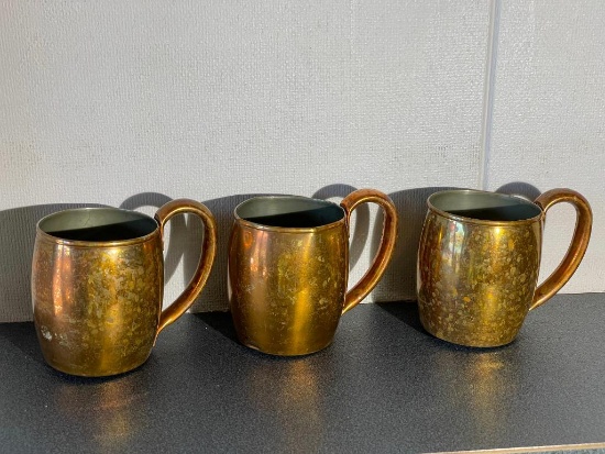 3 Copper Moscow Mule Mugs / Cups from Brothers Lounge