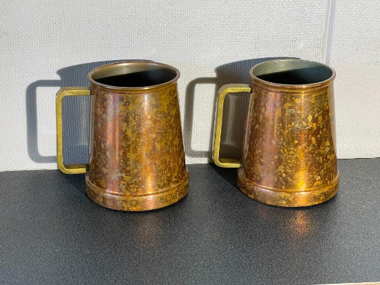 Two Copper Moscow Mule Mugs from Brothers Lounge