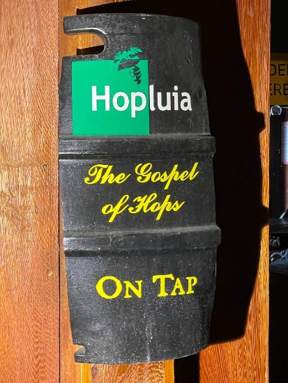 Hopluia Keg Beer Sign, 23in, Early Version