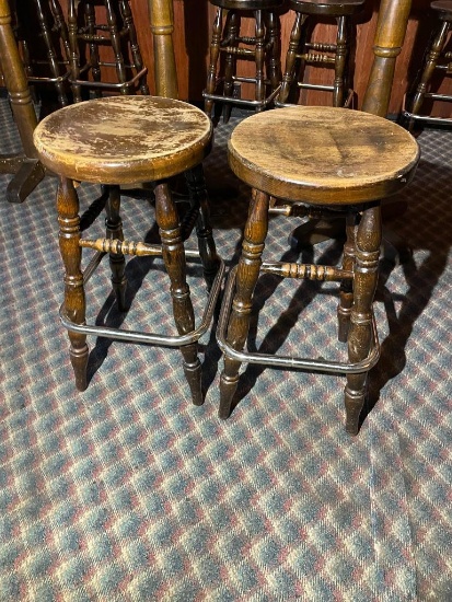 Two Brothers Lounge Wooden Bar Stools, 30in Tall, 15in Seat Diameter