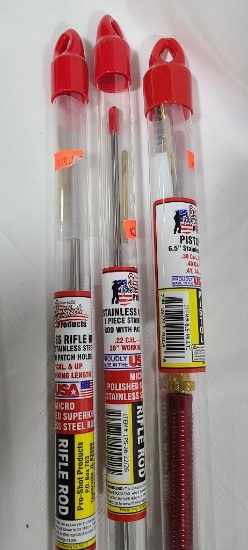 Lot of 3 Pro-Shot Stainless Steel Chamber Cleaning Rods