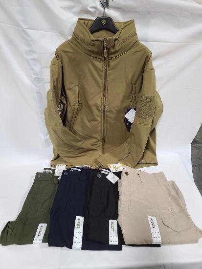 Lot of 5 Condor Summit Soft Shell Jacket Tan Size XL & First Tactical Velocity Pants 36x30"