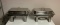 Lot of 2 Full Size Stainless Steel Chafing Pans w Lids and Racks