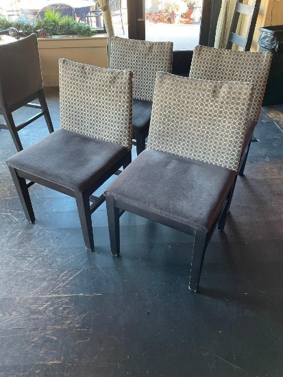 Lot of 4 Restaurant Chairs, Wood Frame, Upholstered Seat & Back, Extra Wide, Nice/Clean 4x$
