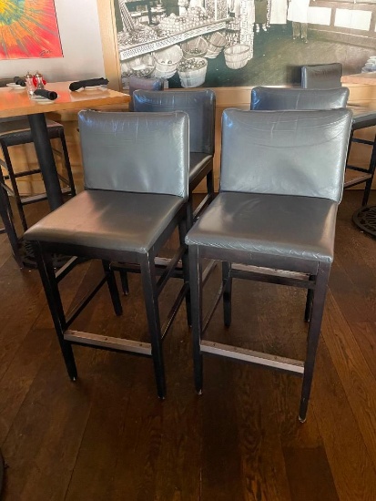 Lot of 4 Pub Chairs, Wood Frame, Padded Seat/Backs Synthetic Leather, Nice/Clean 4x$