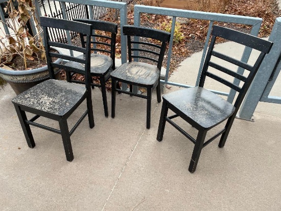 Four Wood Chairs, One Bid for All Four