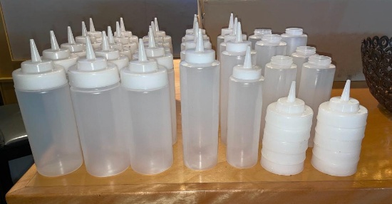 23 New Squeeze Bottles w/ Extra Lids and Bottles