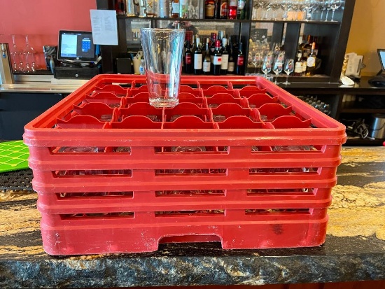 Rack of 25 Pint Beer Glasses, Clear Glass, No Logos