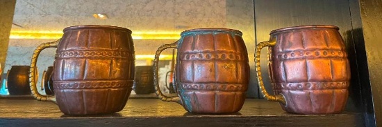 3 Copper Moscow Mule Mugs