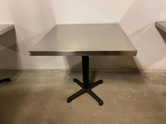 Stainless Steel Top Restaurant Table w/ Single Pedestal Base, 30in x 30in x 29.5in H, High Quality