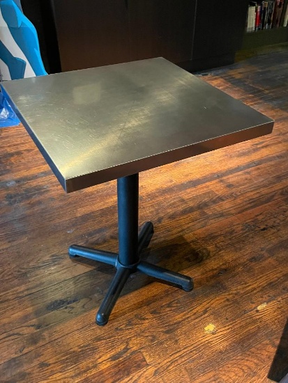 Stainless Steel Top Restaurant Table w/ Single Pedestal Base, 23.5in x 23.5in x 29.5in H, High