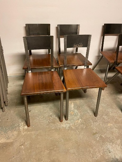 Four Hand Crafted Steel & Solid Wood Chairs, All Steel w/ Hardwood Seat Price Per Chair x 4