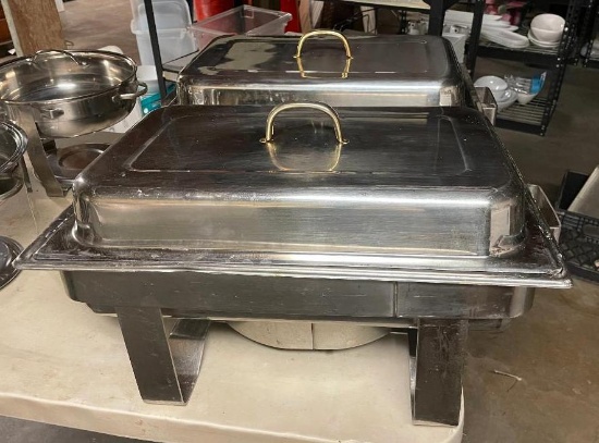 Two Full Size Chafing Pans, Complete