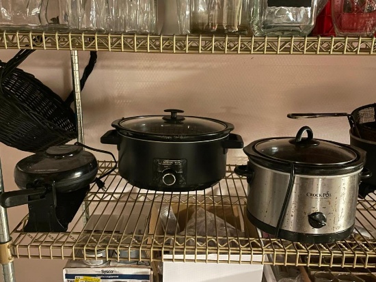 2 Slow Cookers, Waffle Maker