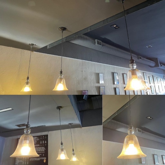 3 Hanging Pendant Lights, Bell Shapes