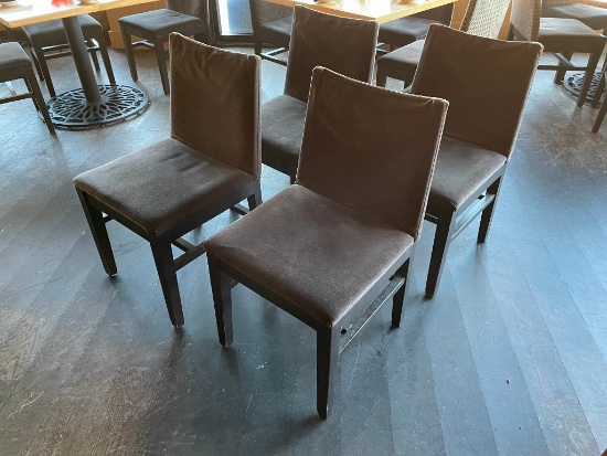 Lot of 4 Restaurant Chairs, Wood Frame, Upholstered Seat & Back, Extra Wide, Nice/Clean 4x$