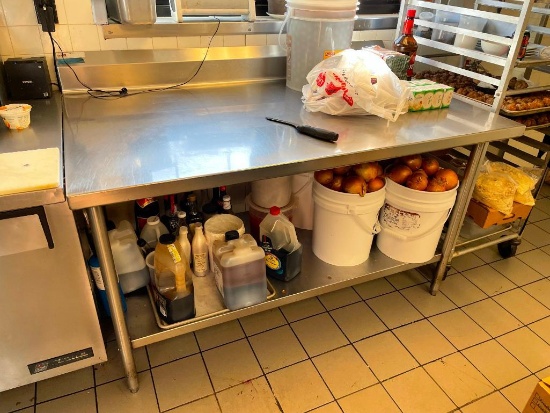 SPG Universal NSF Stainless Steel Prep Table w/ Backsplash & Lower Shelf, 60in x 36in x 36in