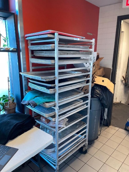 Mobile Sheet Pan Rack, Aluminum, 20 Pan Capacity, NSF on Mobile Casters