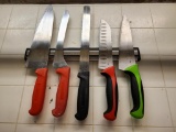 Magnetic Knife Rack w/ Several Kitchen Knives