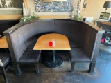Custom Round Booth w/ U-Shaped Blonde Table w/ Ornate Base, Table 32in x 37in Booth Seats 4 to 5