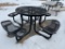 HD Outdoor Round Picnic / Patio Table w/ Epoxy Coating, 46in w/ 4 36in Bench Seats, VG Condition