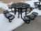 HD Outdoor Round Picnic / Patio Table w/ Epoxy Coating, 46in w/ 4 36in Bench Seats, VG Condition