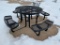 HD Outdoor Round Picnic / Patio Table w/ Epoxy Coating, 46in w/ 4 36in Bench Seats, VG Condition