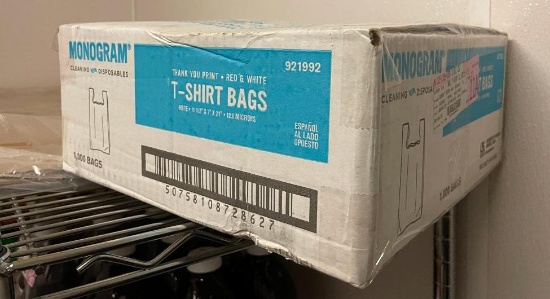 Full Case of 1,000 Monogram Thank You Print T-Shirt Bags No. 921992