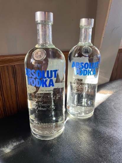 2 Sealed Absolute Vodka 1 Liter Bottles