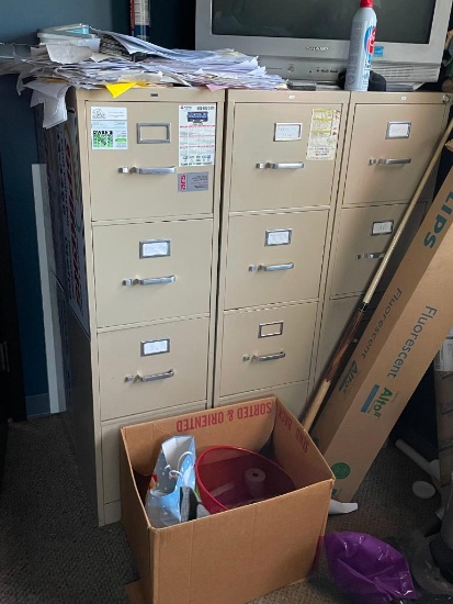 3 Metal Letter Size File Cabinets
