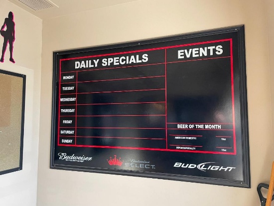 Bud Light / Budweiser / Bud Select Daily Specials / Events Framed Sign, 72in x 48in