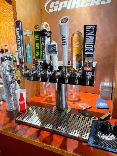 8 Beer Tap, Tap Tower w/ Lines and Chiller Fan Unit, Gauges, Hoses (Not a Glycol Chiller)
