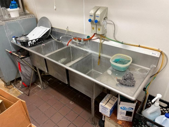Stainless Steel 3-Compartment NSF Sink, 12in Deep Sinks, 68in x 25in x 36in